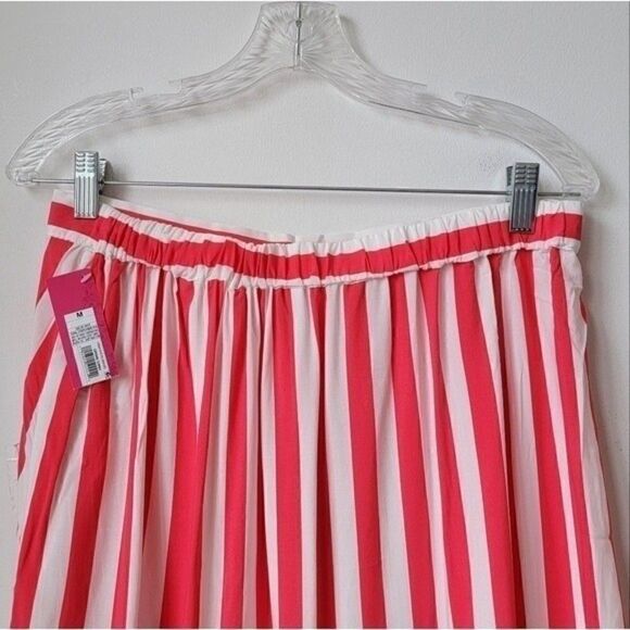 NWT XHILARATION Ruffled Trim Skirt Coral Fuchsia White Striped Size M - Picture 3 of 11